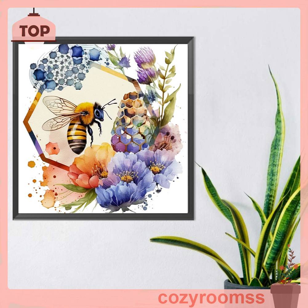 Tranh Đính Đá Kim Cương Toàn Bộ 5D DIY Hình Vẽ Hoa Và Ong