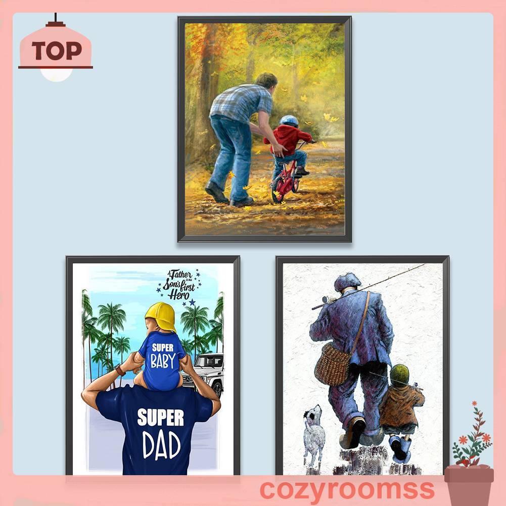 Tranh Đính Đá Kim Cương Toàn Bộ 5D DIY Hình Vẽ Ngày Của Cha Trang Trí Nhà Cửa