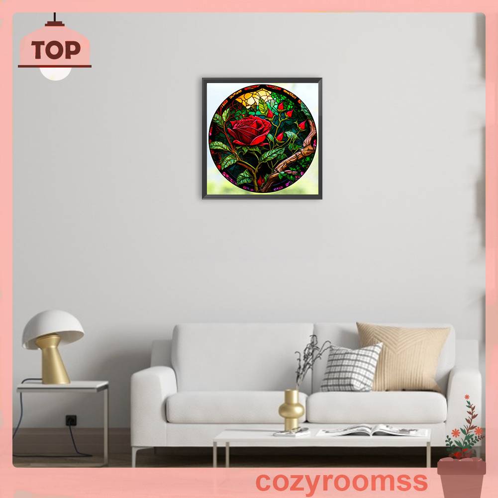 Bộ Tranh Đính Đá 5D Họa Tiết Hoa Hồng Bằng Kính Độc Đáo DIY Dùng Trang Trí Nhà Cửa