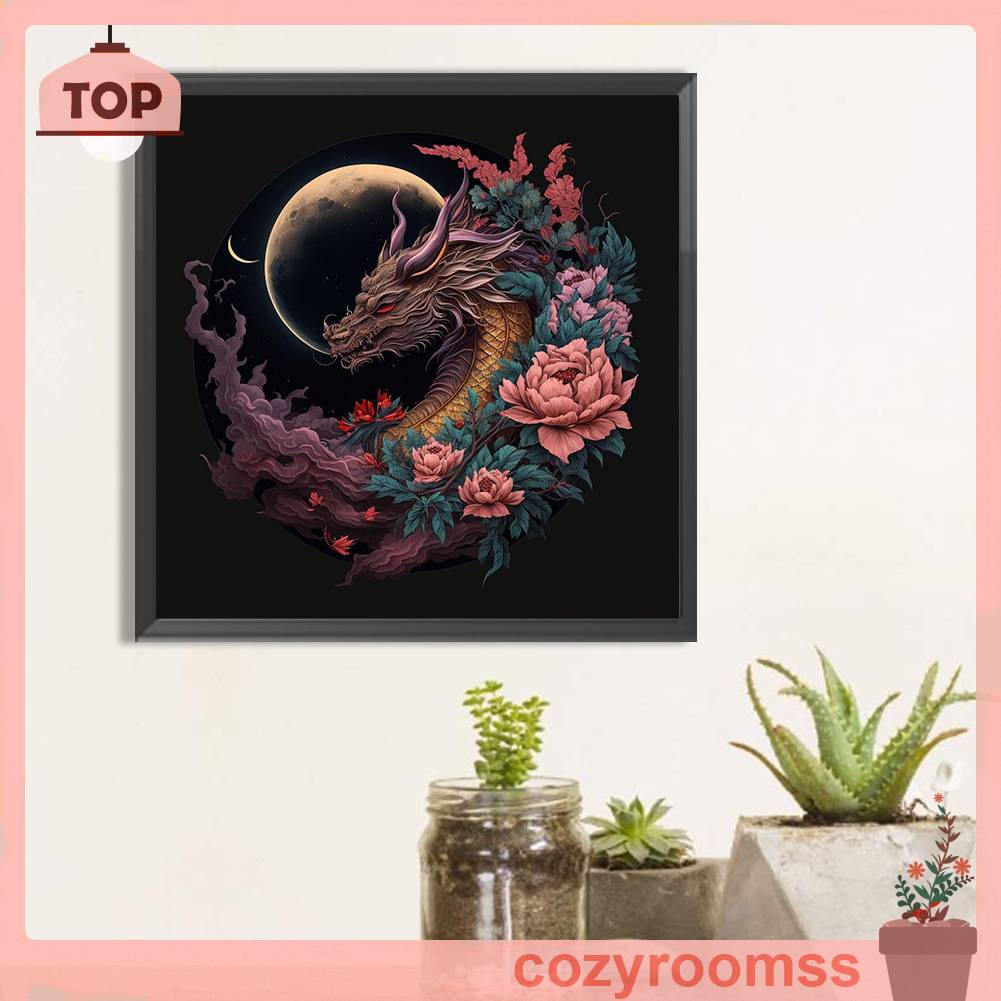 Tranh Đính Đá Kim Cương Toàn Bộ 5D DIY Hình Vẽ Rồng Bay Trang Trí Nhà Cửa