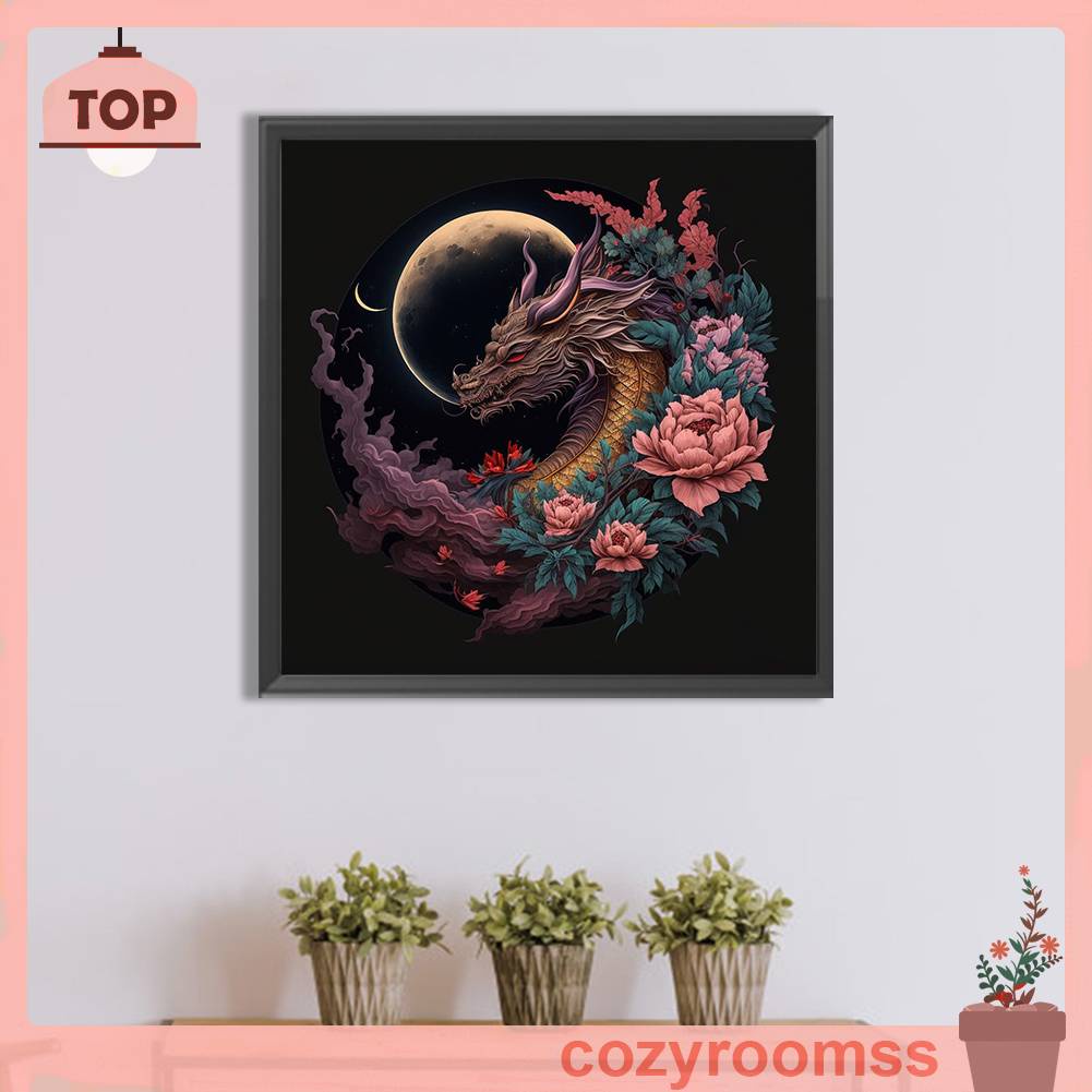 Tranh Đính Đá Kim Cương Toàn Bộ 5D DIY Hình Vẽ Rồng Bay Trang Trí Nhà Cửa