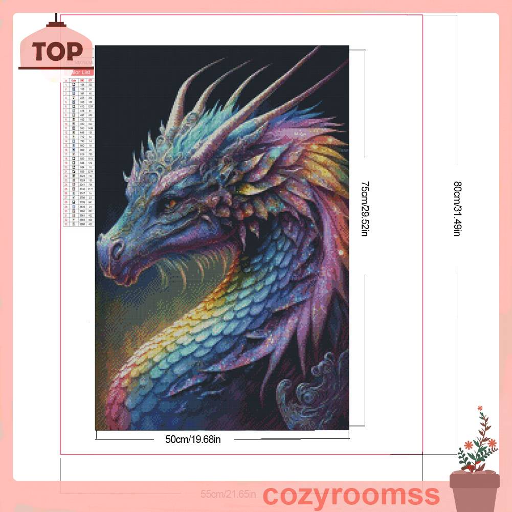 Tranh Đính Đá Kim Cương Toàn Bộ 5D DIY Hình Vẽ Rồng Trang Trí Nhà Cửa
