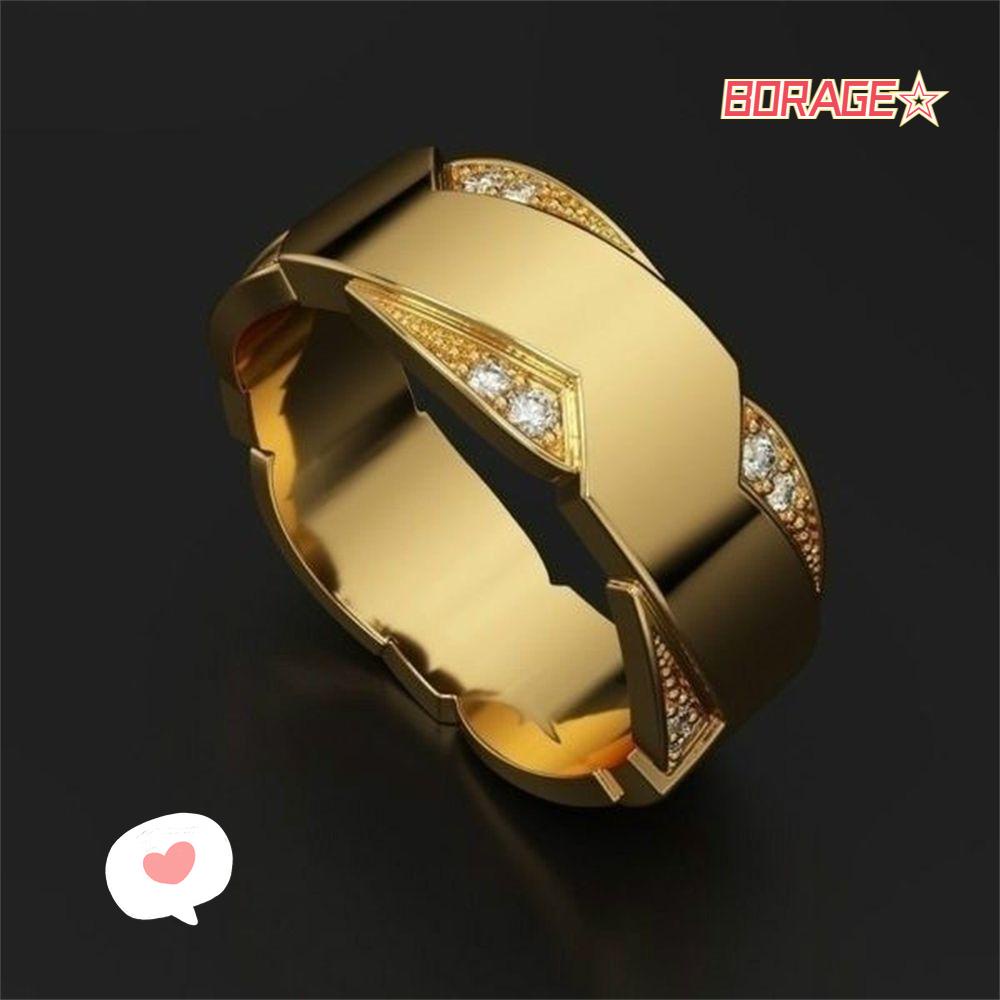 BORAG Nhẫn Đính Hôn Nam Đính Đá Pha Lê Nhã Nhặn