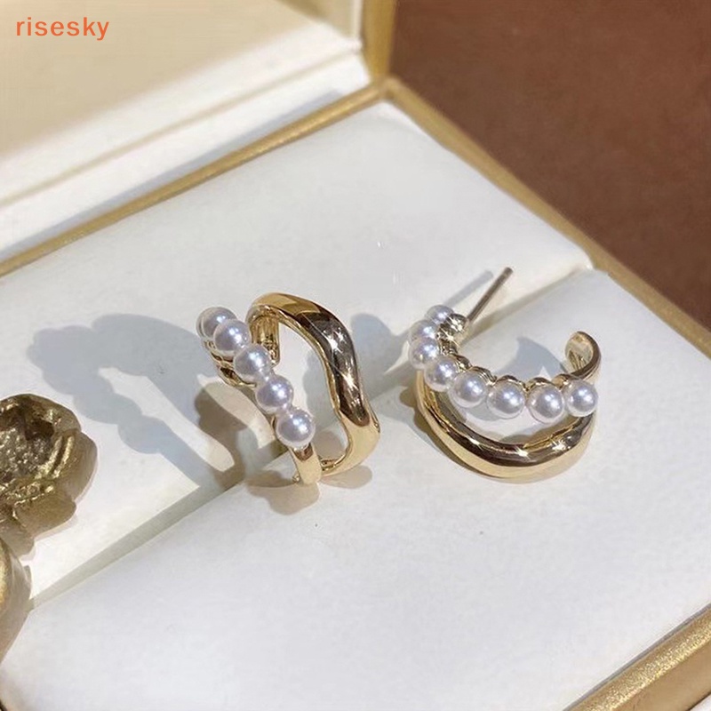 [risesky] Khuyên Kẹp Tai Không Xỏ Đính Đá Zircon Đơn Giản Khí Chất Phong Cách Hip Hop Cổ Điển Hình Xương / Cô Gái