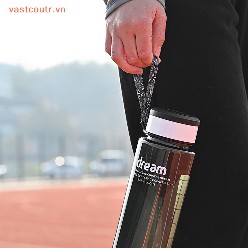 Bình Nước Thể Thao Bằng Nhựa Trong Suốt Chống Tràn Kèm Dây Đeo Tiện Dụng