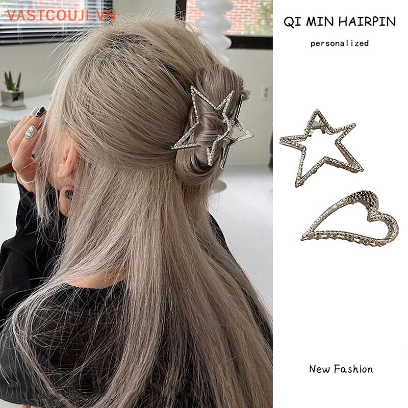 Kẹp Tóc Kim Loại Hình Ngôi Sao Năm Cánh Trái Tim Nhỏ Xinh Xắn