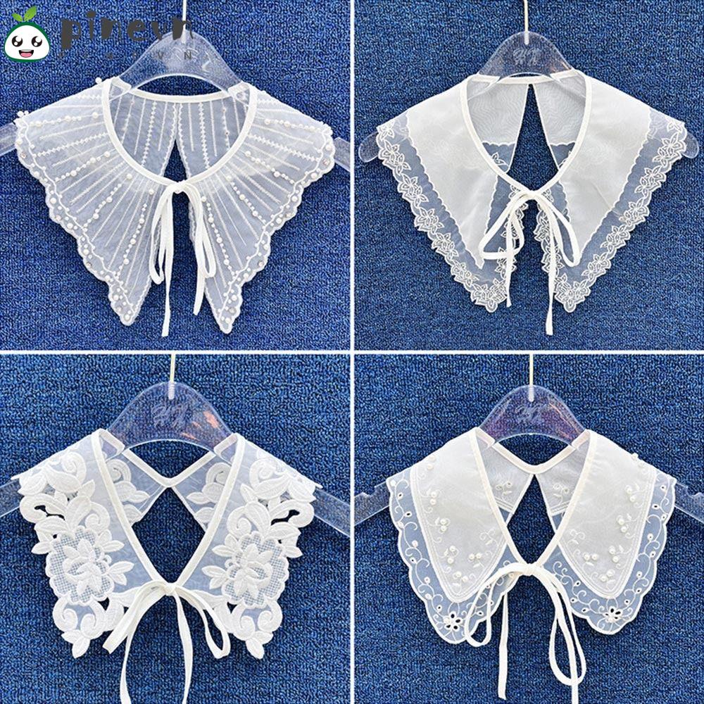 PINEVN Cổ Áo Giả Thêu Hoa Có Thể Tháo Rời Cho Nữ