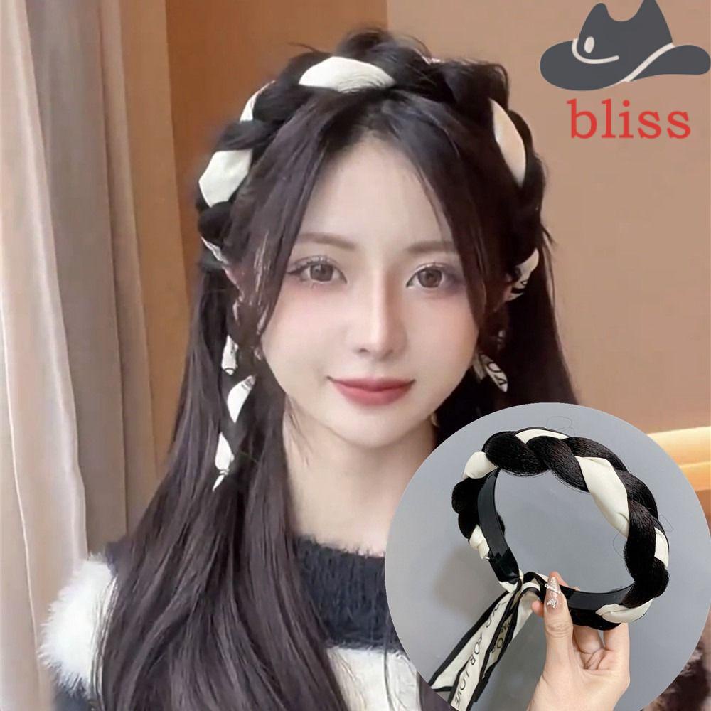 BLISS Băng Đô Tóc Giả Thắt Bím Bằng Sợi Tổng Hợp Màu Hồng Dễ Thương Dành Cho Nữ