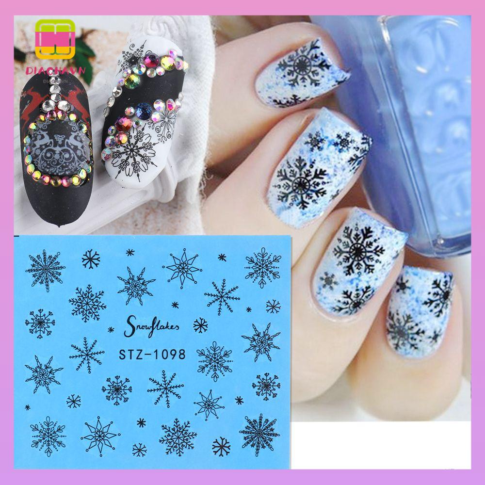 DIACHAVN Set 16 Tấm Decal Nước Dán Móng Hoạ Tiết Giáng Sinh
