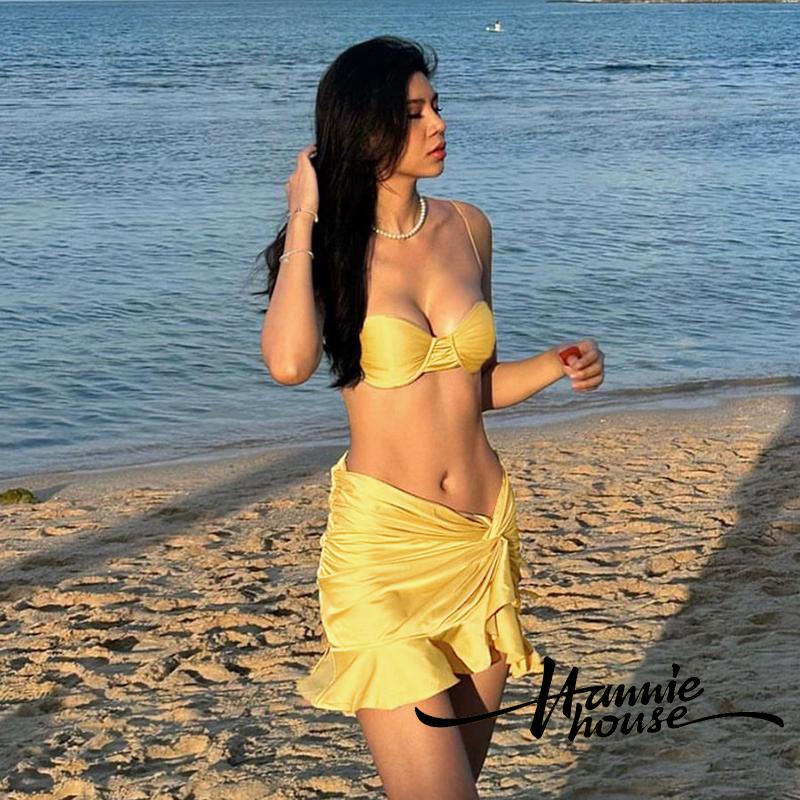 Set Áo Lửng Hai Dây Màu Trơn + Chân Váy Xếp Li Thời Trang Nữ Tính