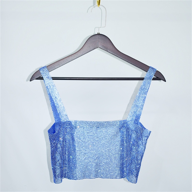 Áo Croptop Lưới Đính Đá Lấp Lánh Phong Cách Đường Phố Cá Tính