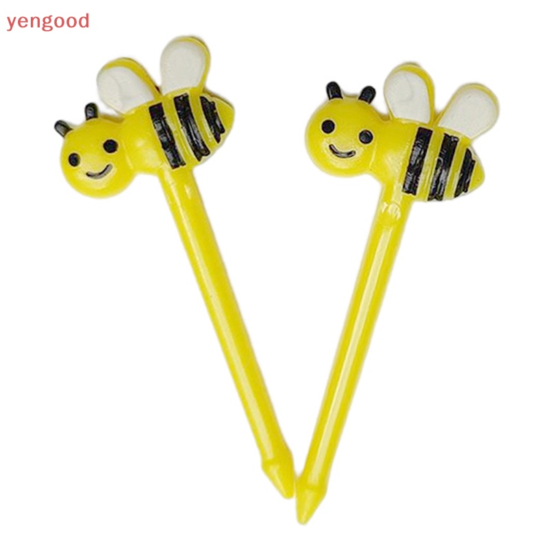 Set 8 Nĩa Ăn Trái Cây / Tráng Miệng Bằng Nhựa Hình Chú Ong Dễ Thương