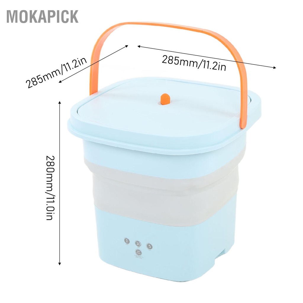Mokapick Máy Giặt Mini Nhỏ Có Thể Gập Lại và Sấy khô với Rổ Xả cho Quần áo Trẻ em Đồ lót Căn hộ Ký túc xá Cắm trại 100‑240V