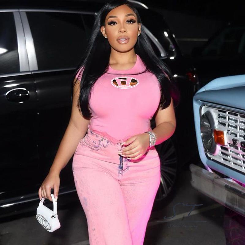 Áo Croptop Tay Ngắn Cổ Tròn In Họa Tiết Phong Cách Đường Phố Thời Trang Xuân Hè Cho Nữ