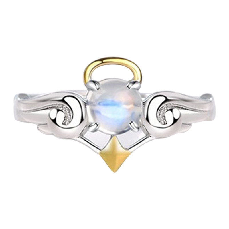 Ygt Nhẫn Mạ Bạc 925 Đính Đá Mặt Trăng Nhỏ Thiên Thần Có Thể Điều Chỉnh Kỷ Niệm Thời Trang Cho Cặp