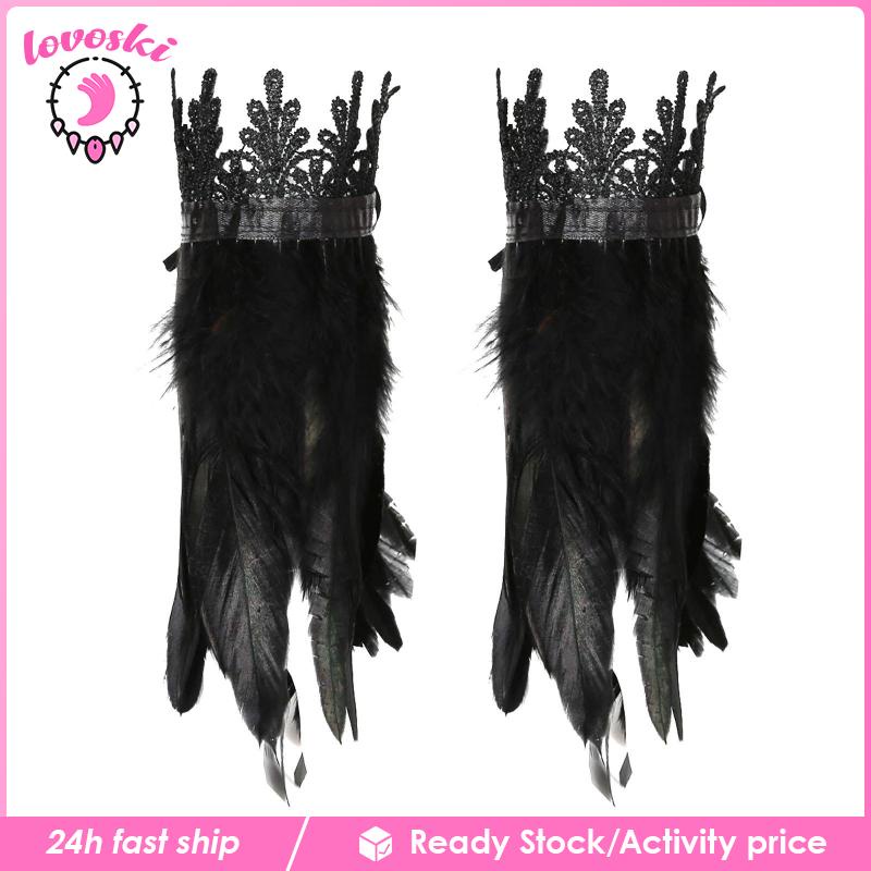 [Lovoski] Vòng Cổ Choker Lông Vũ Phong Cách Gothic Cho Tiệc Hóa Trang