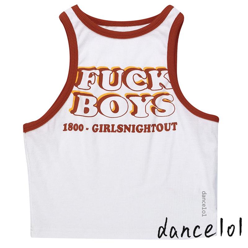 Áo Croptop Cổ Tròn In Chữ dance1o1