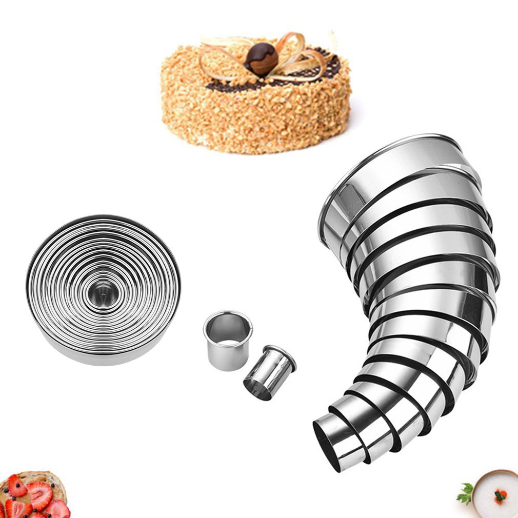 =Christmas=14pcs Stainless Steel Round Cookie Moulds Practical Kitchen Biscuit Cutters