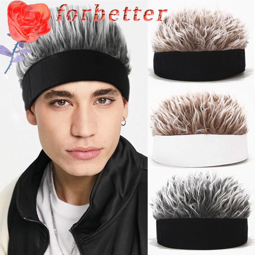 FORBETTER Mũ Beanie Kèm Tóc Giả Mềm Mại Thoáng Khí Họa Tiết Rằn Ri Thời Trang Cho Nam Và Nữ