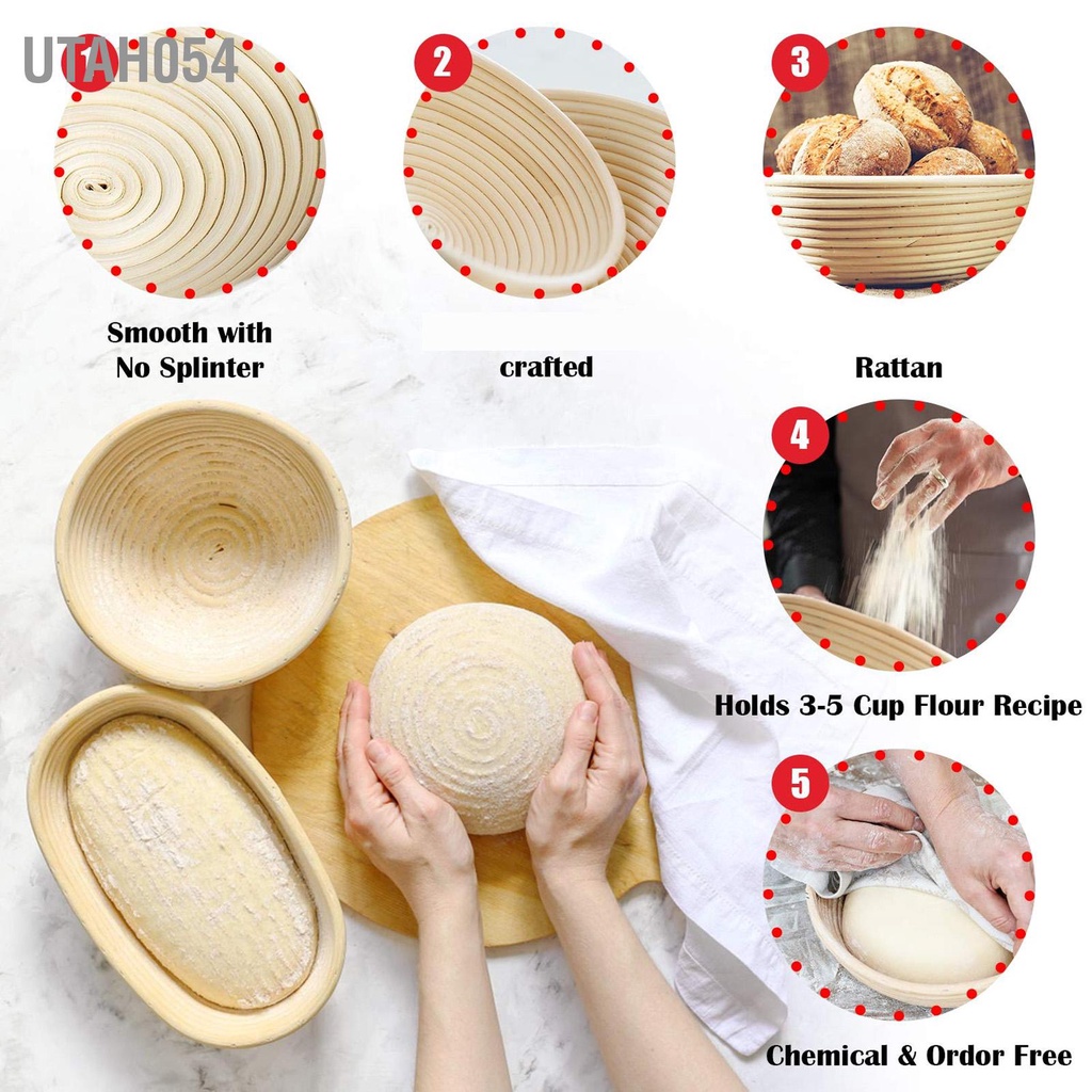 Utah054 Rổ đựng bột nhào tròn 10 2in Thép không gỉ chua hình bầu dục 8 7in