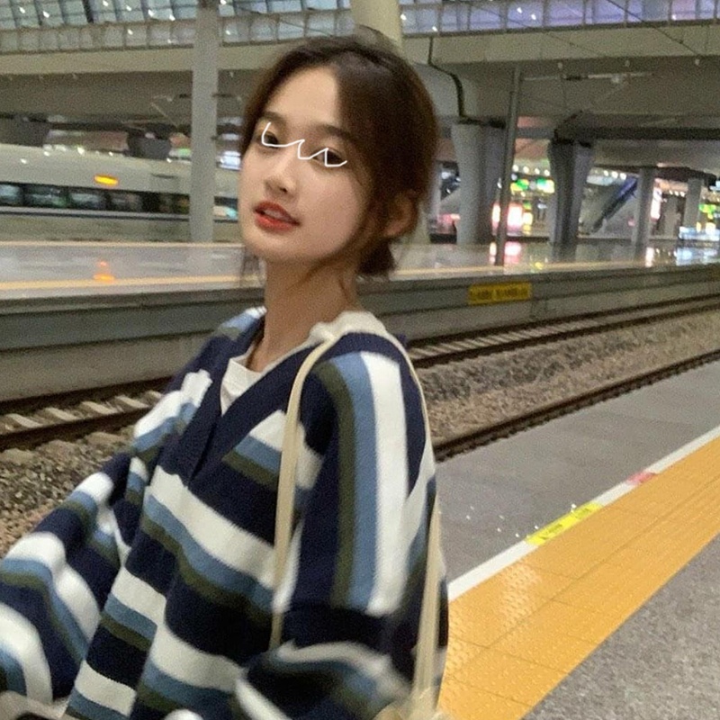 Áo len nữ Du Yan dài tay cổ chữ V thời trang Hàn Quốc