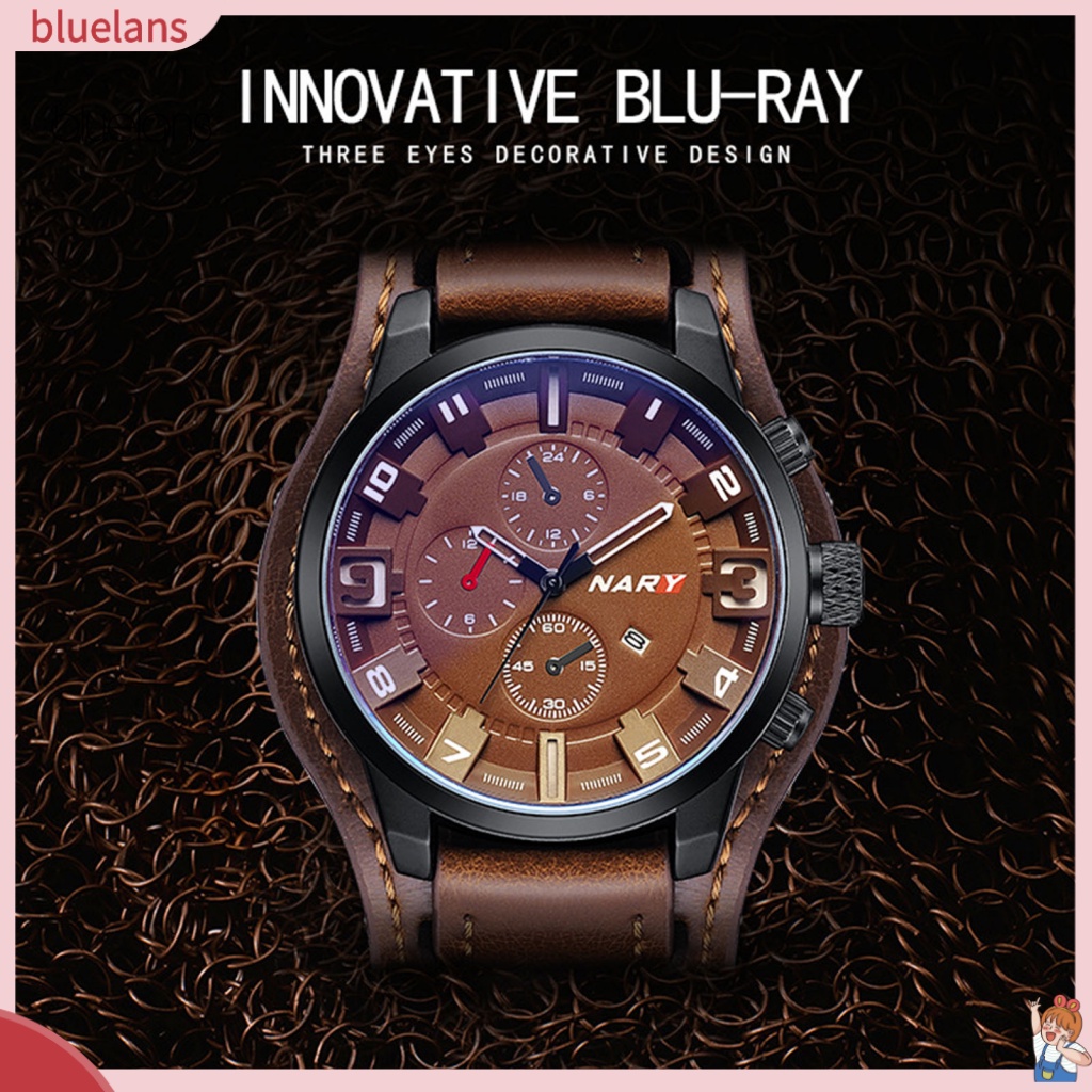 Đồng Hồ Bluelans Nyy Nam Dây Giả Da Chống Thấm Nước