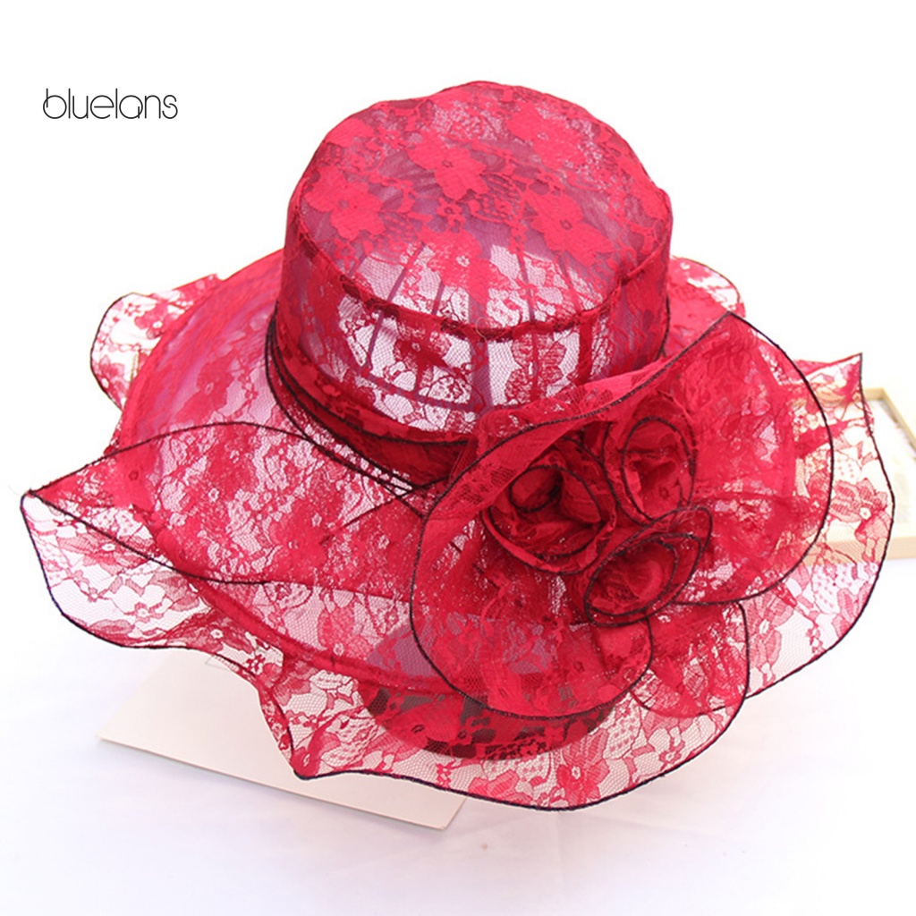 Nón Rộng Vành Phối Ren Hoa Thời Trang Đi Biển