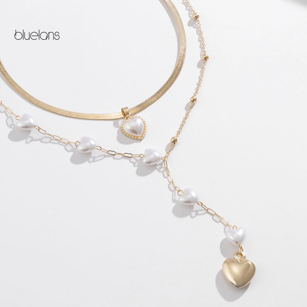 Set 2 Vòng Cổ Choker Nhiều Lớp Mặt Hình Trái Tim Thời Trang Cho Nữ