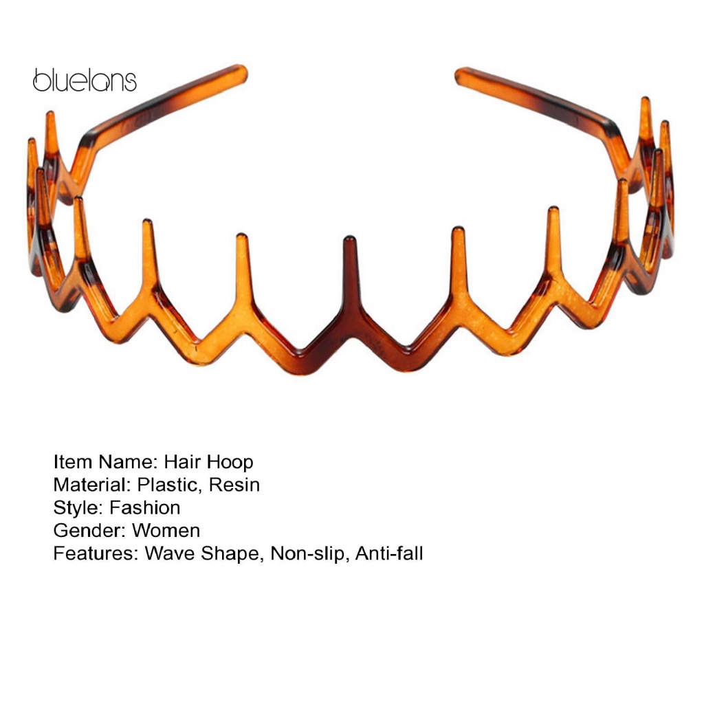 Băng Đô Cài Tóc Chống Trượt Có Răng Lược Họa Tiết Gợn Sóng