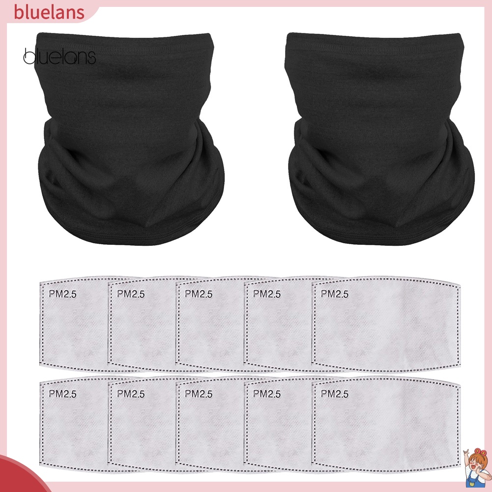 Bộ 2 Khăn Choàng Cổ Màu Trơn Chống Bụi Chống Tia UV Kèm Đồ Lọc Tiện Dụng