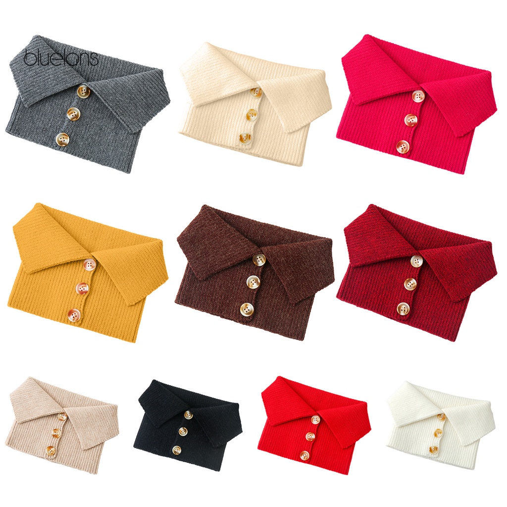 Khăn Choàng Cổ Dệt Kim Co Giãn Tốt Chống Gió Màu Sắc Trơn Giữ Ấm Mùa Đông