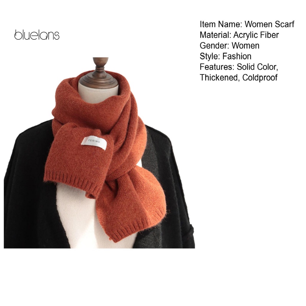Khăn Choàng Cổ Dài Dệt Kim Cashmere Dày Dặn Màu Trơn Chống Gió Thời Trang Đường Phố Cho Nữ