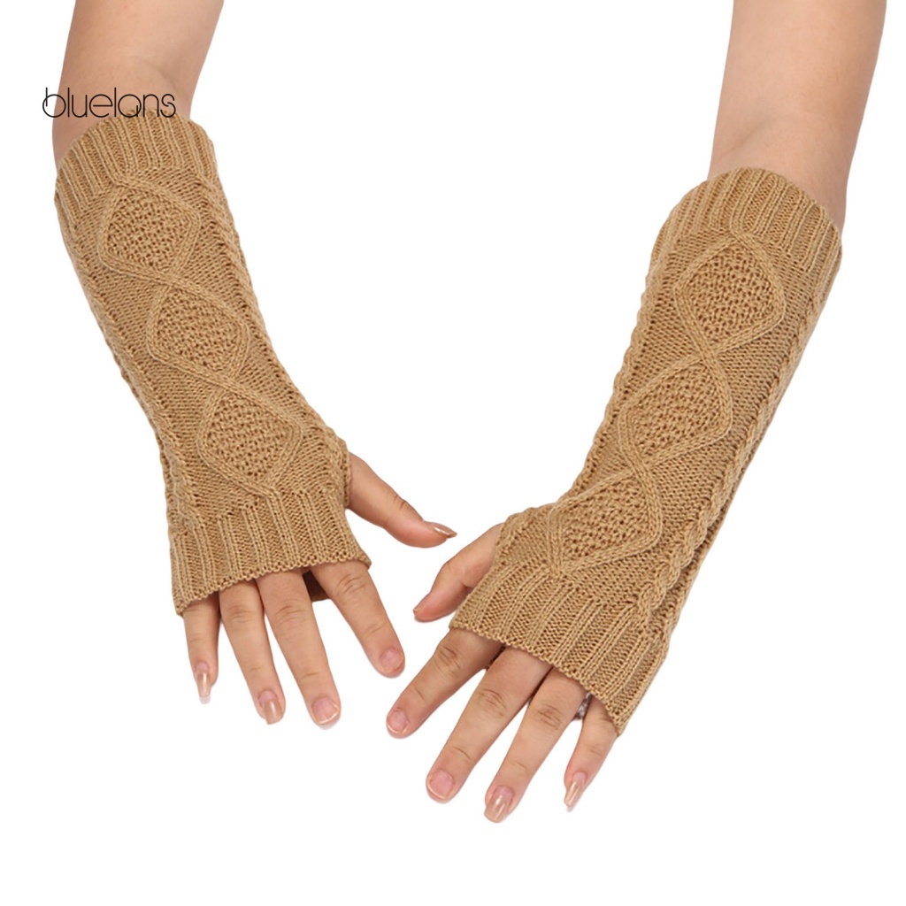 1 Đôi Găng Tay Len Hở Ngón Giữ Ấm Mùa Đông Màu Sắc Đơn Giản