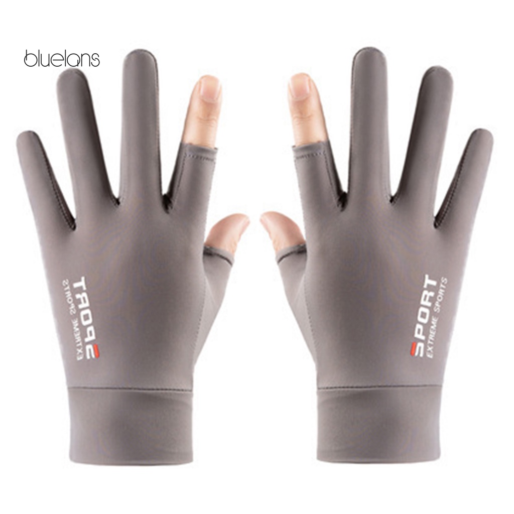 1 Đôi Găng Tay Dài Hở Ngón Bằng Silicone Chống Trượt In Chữ Thời Trang Cho Nam