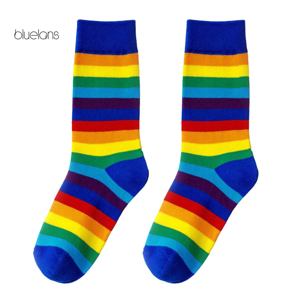 1 Đôi Tất Thể Thao Thoáng Khí Chống Nhăn Màu Sắc Cầu Vồng Tương Phản Siêu Thoải Mái Dễ Mặc Cho Nữ