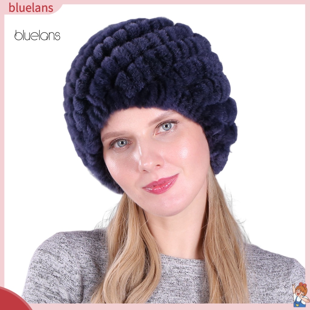 Mũ Beanie Bằng Lông Thỏ Nhân Tạo Mềm Dày Dặn Co Giãn Thoải Mái Thời Trang Thu Đông Cho Nữ