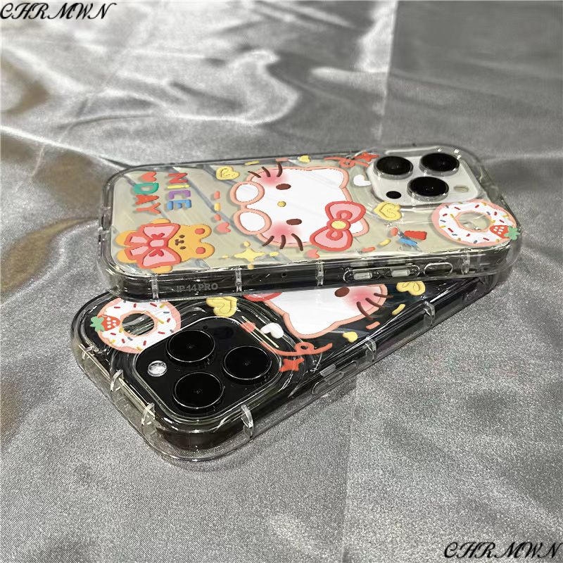Ốp Điện Thoại Mềm Trong Suốt Họa Tiết Mèo / Bánh Donut Cho iPhone14promax 1312 / 11 7 / 8plus xr / sins LQI7