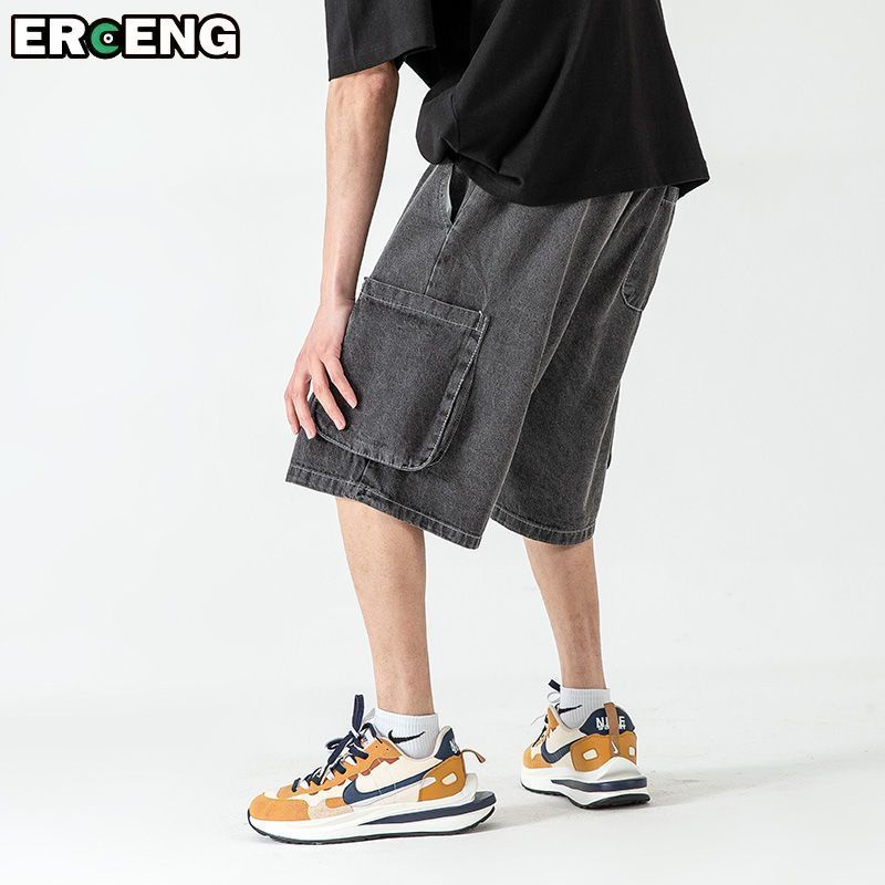 Quần Short Denim Ống Rộng Phối Túi Lớn Thời Trang Mùa Hè Dành Cho Nam