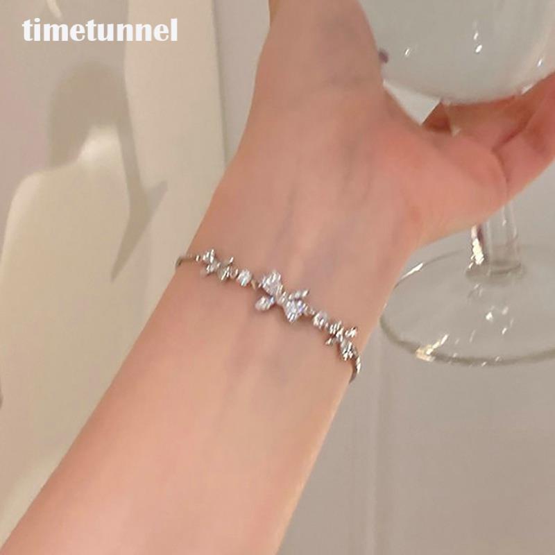 Vòng Đeo Tay Mạ Bạc 2023 Thiết Kế Đơn Giản Sáng Tạo Hình Chiếc Nơ Siêu Lấp Lánh