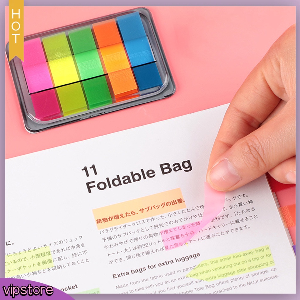 &lt;VIP&gt; Set 5 Miếng Dán Đánh Dấu Trang Sách Hình Lá Cờ Dạ Quang Trong Suốt Chống Nước