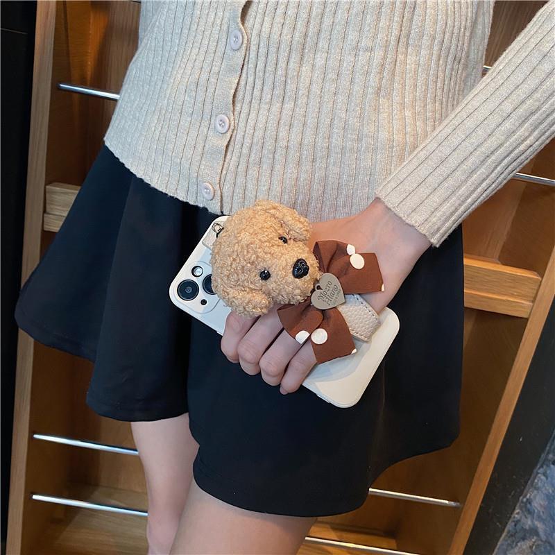 Ốp Điện Thoại Mềm Hình Cún Poodle 3D Có Dây Đeo Cho Iphone 14 Pro MAX 13 Pro MAX 12 Pro XR 8P 7P XS MAX