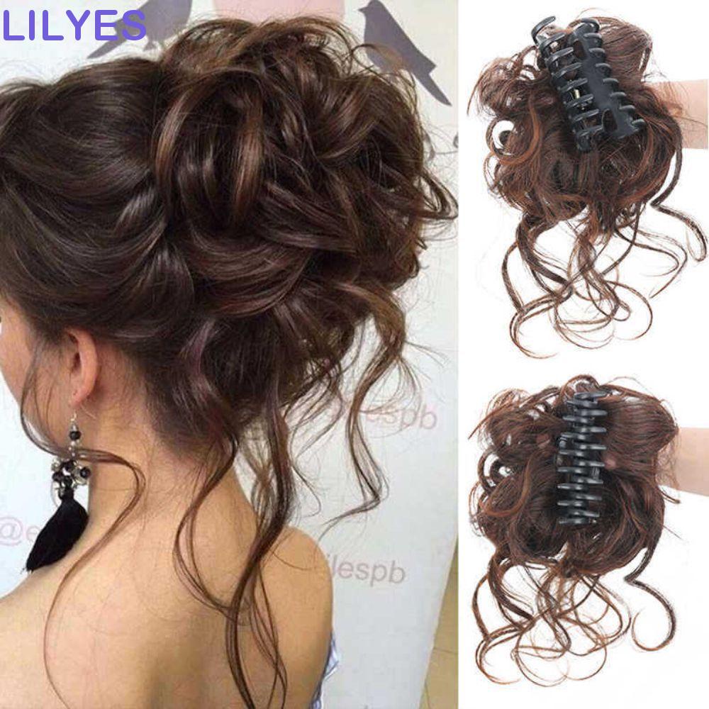 LILYES Tóc Giả Bằng Sợi Tổng Hợp Dày Dặn Màu Đen / Nâu Co Giãn Dành Cho Nữ