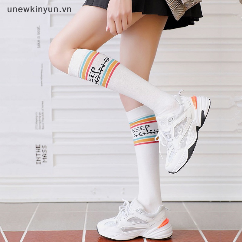 Vớ Thể Thao Họa Tiết Kẻ Sọc Phong Cách Đường Phố Thời Trang Xuân Hè Dành Cho Nữ