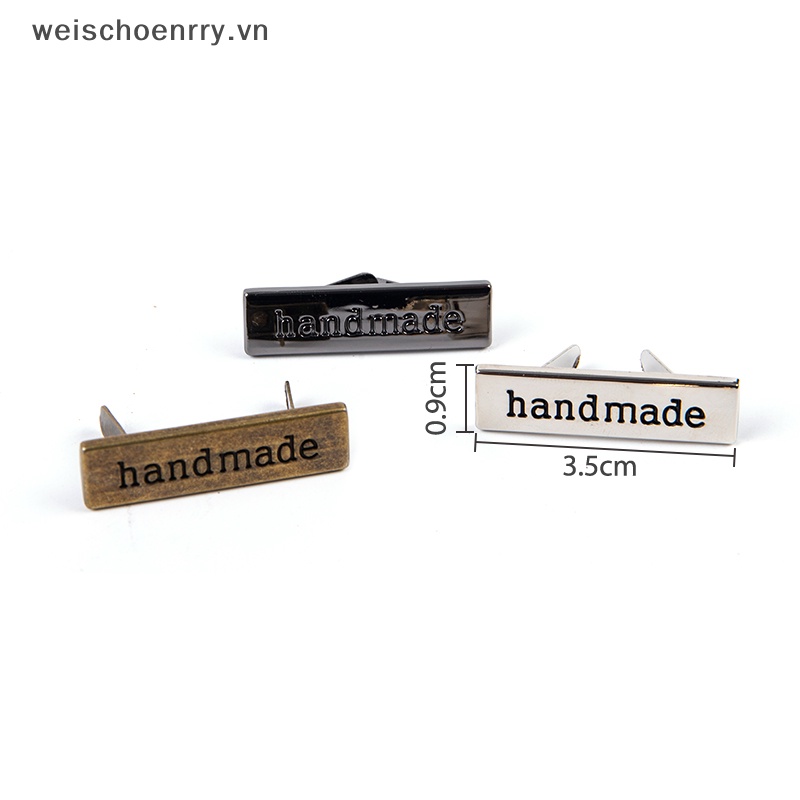 Set 10 Nhãn Kim Loại Hình Chữ Nhật Dùng Để May Quần Áo / Túi / Đồ Jeans DIY