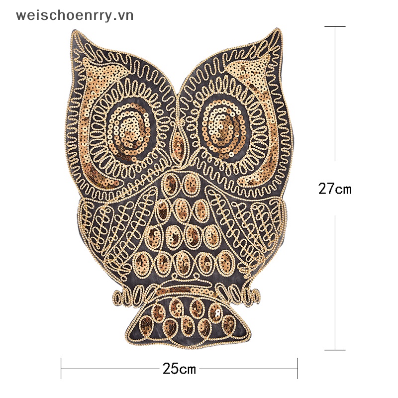 Sticker Ủi Thêu Hình Cú Mèo Đính Sequin Lấp Lánh