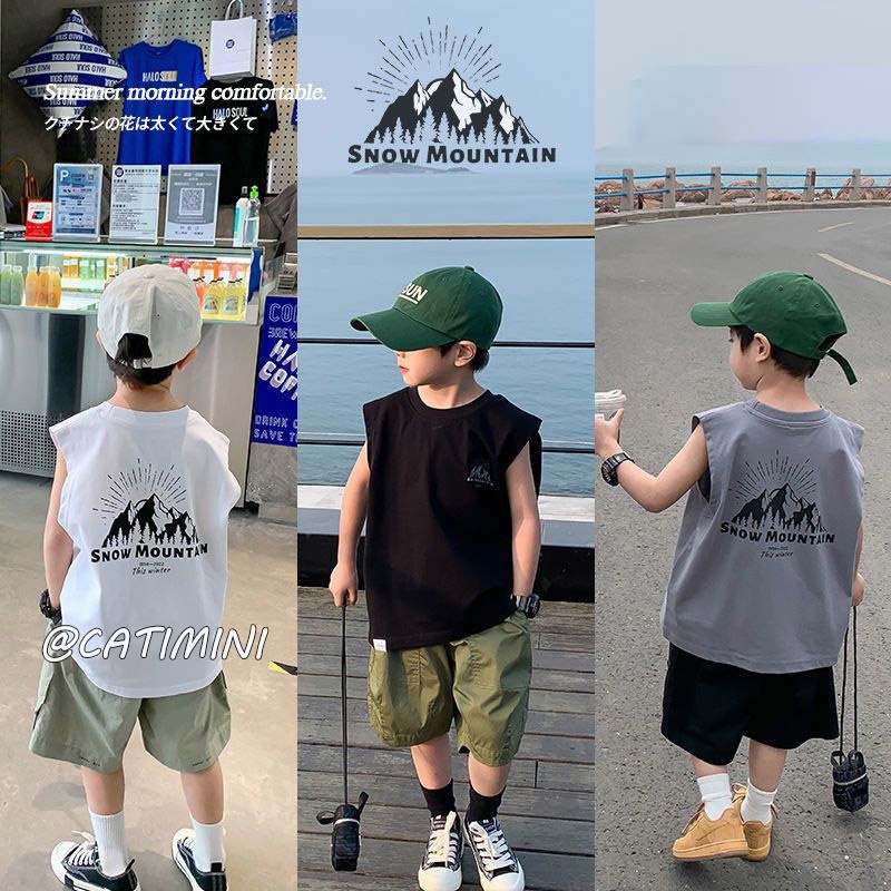 CATIMINI Trẻ em trung niên-tuổi waffle undershirt g áo dạ hội mùa hè cho bé trai và bé gái