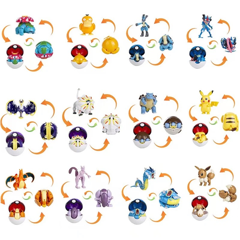 POKEMON POCKET MONSTER POKEBALL DEFORMATION TOYS PIKACHU VENUSAUR CHARIZARD GYARADOS MEWTWO ANIME FIGURE TOY XMAS GIFT