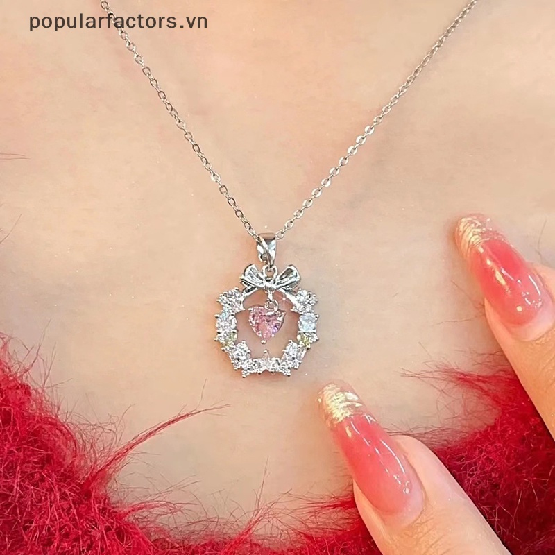 Vòng cổ Mặt Hình Vòng Hoa Đính Đá Zircon Màu Sắc Đơn Giản Phong Cách Hàn Quốc Cho Nữ