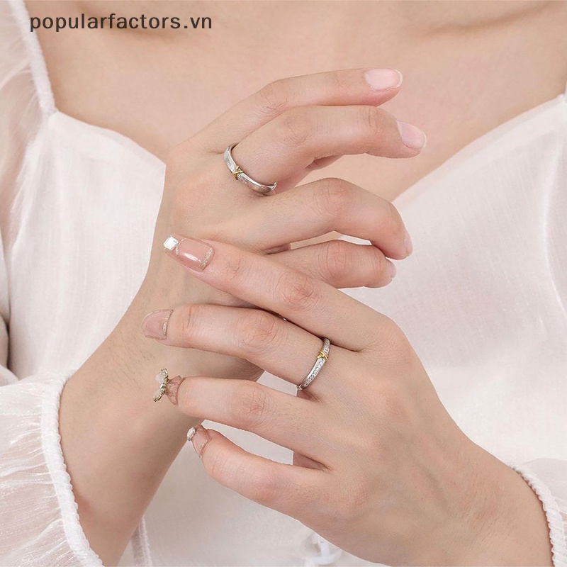 Nhẫn Cặp Hở Đính Đá Zircon Phong Cách Hàn Quốc Có Thể Điều Chỉnh Kích Thước