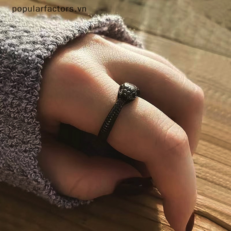 Nhẫn Hình Rắn Màu Đen Phong Cách Punk Cổ Điển Tinh Tế Thời Trang Cho Cặp Đôi